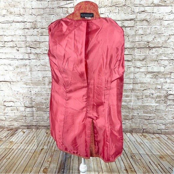 Dialogue QVC orange Pink Blazer Jacket Long Sz 6 Pockets Pea Coat - Picture 11 of 11